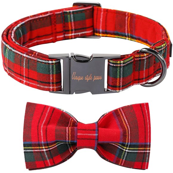 Unique Style Paws Collier de Noël pour Chien et Chat avec Nœud Cadeau pour Animaux de Compagnie Collier Réglable Doux et Confortable pour Petits Moyens Grands Chiens