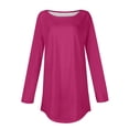 thumbnail image 4 of Mefallenssiah Chemisiers d'Automne pour Femmes à Col Rond, Couleur Unie, Mode, Smockés, Manches Longues, Hauts, Rose Vif, TG, 4 of 5