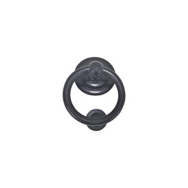 Heurtoir de Porte en Laiton 4 Pouces Anneau Rond Fini Noir – Heurtoir de Porte d'Entrée Traditionnel en Laiton Massif avec Vis