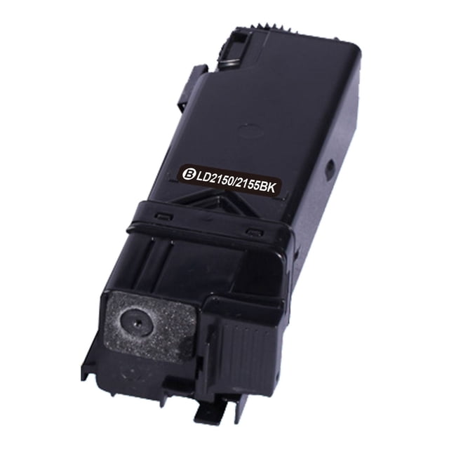 L-ink Compatible Dell 2150/2155 Black Toner Cartridge (331-0719) shown in a front-angled view, featuring a black rectangular plastic body labeled B LD2150/2155BK, compatible with Dell 2150cn and 2155cdn printers, offering crisp print quality, a 3000 page yield, and ISO14001 and ISO9001 certification.