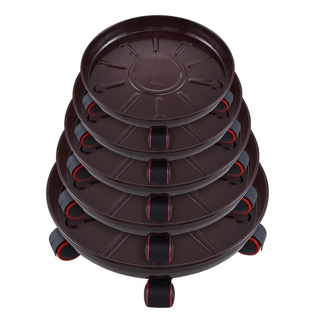 RXIRUCGD Base de Roue Universelle en Métal Fer Coussin Circulaire Épaissi avec Boîte de Réception d'Eau, Pot de Fleurs en Métal Fer Mobile avec Plateau à Roulettes
