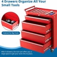 thumbnail image 4 of Heavy Duty 24-Inch 4-Drawer Rolling Tool Chest - Lockable Metal Toolbox Cabinet with Wheels, Ball-Bearing Glides, Drawer Liners for Garage, Workshop - Red, 4 of 8