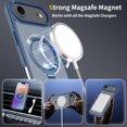 thumbnail image 3 of Asuwish Phone Case for iPhone 17 Air 6.5 inch Tempered Glass Screen Protector Magnetic Folding Stand Frosted Translucent Rugged Shockproof Protective Cell Cover i Phone17 i17 17Air Women Men Blue, 3 of 6