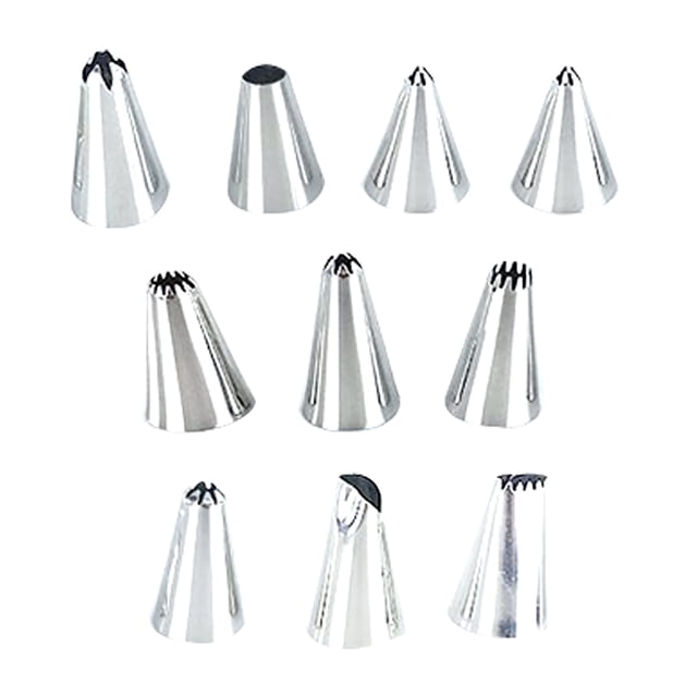 Amdohai Stainless Steel Cake Decorating Supplies Cake Turntable 10PCS/Set DIY Cream Tools