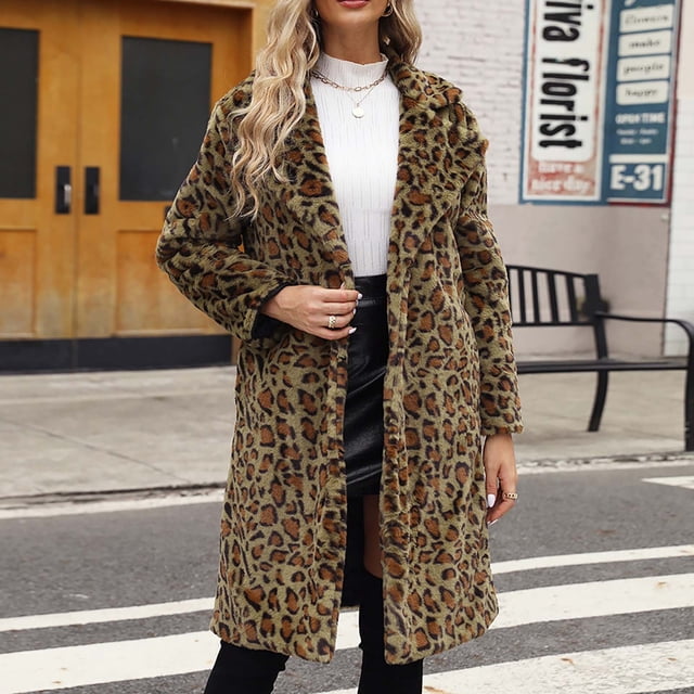 DPTALR Femmes Dames Manteau Long Chaud en Fausse Fourrure Veste Hiver Uni à Col en V Vêtement d'Extérieur