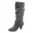 thumbnail image 2 of Maggie-39 Bottes Décontractées Mi-Mollet à Bout Rond à Talons Hauts à Fermeture Éclair pour Femmes, 2 of 2