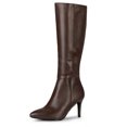 thumbnail image 1 of Unique Bargains Women's Pointed Toe Side Zip Stiletto Heel Knee High Boots, 1 of 7