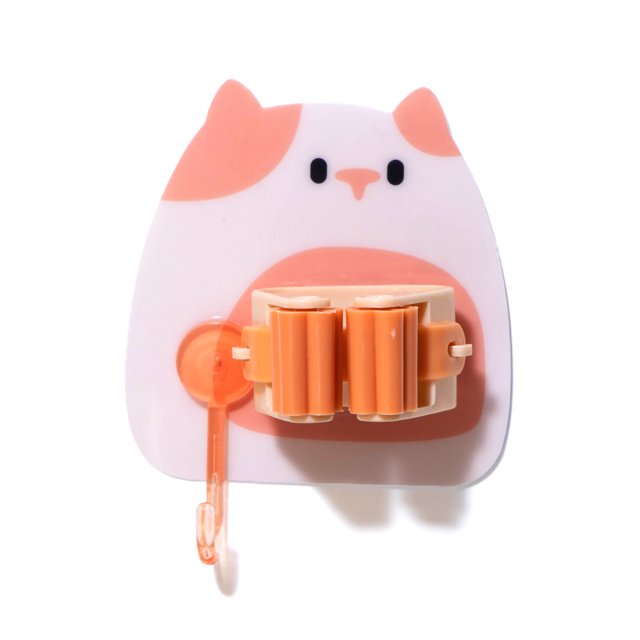 Support de Rangement pour Vadrouille Sans Perçage Mignon Dessin Animé Clip de Vadrouille Multifonctionnel Sans Perçage Support Mural Maison Mignon Dessin Animé Sans Couture Support de Vadrouille