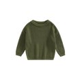 thumbnail image 1 of Faithtur Toddler Baby Round Neck Sweaters, Long Sleeve Solid Color Loose Knitted Pullovers, 1 of 9