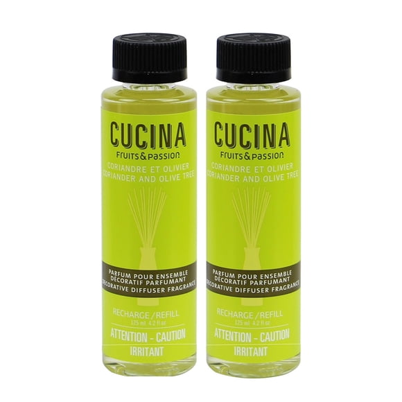 Fruits & Passion Cucina Recharge de Parfum Diffuseur Décoratif Coriandre et Olive 4,2 Onces - Lot de 2
