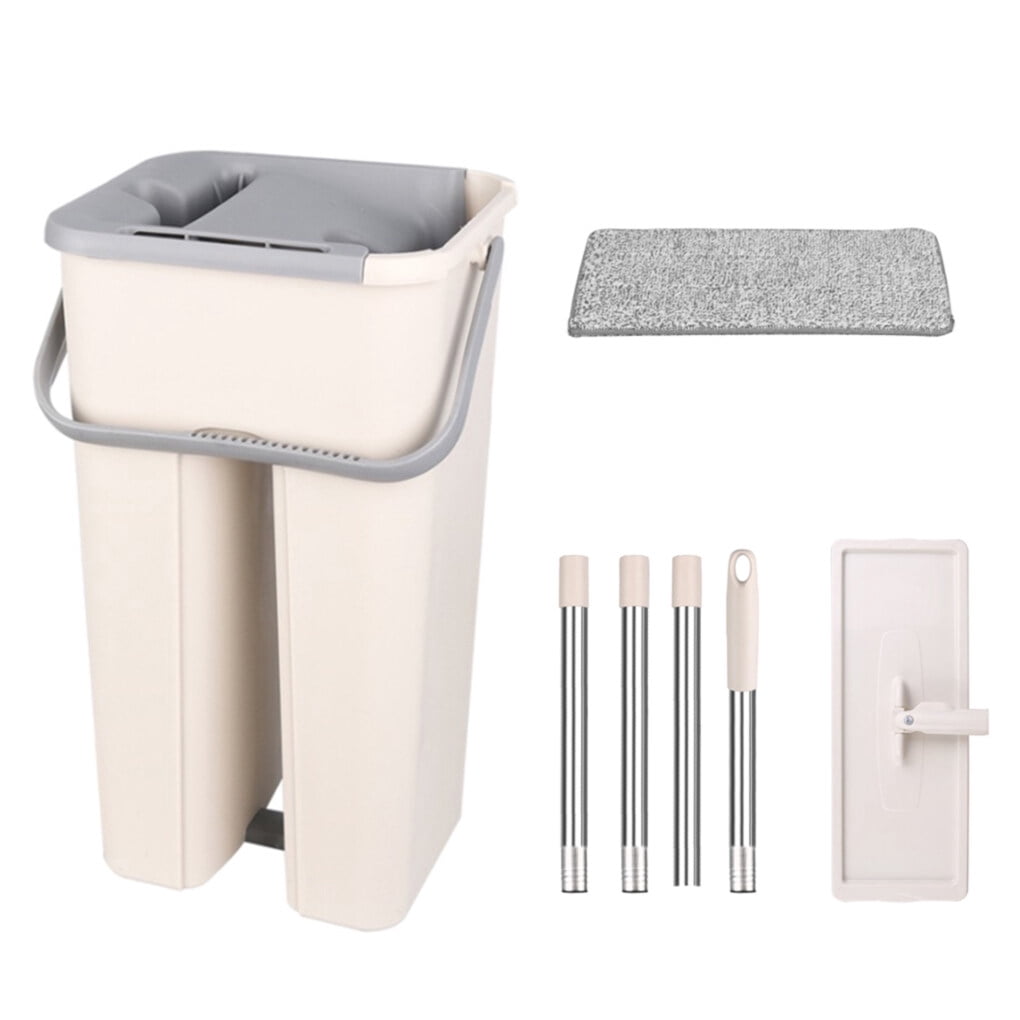 Xingzhi Ensemble de Seau pour Vadrouille Plate Auto-Nettoyante, Vadrouille en Microfibre Réutilisable, Outils de Lavage de Plancher Secs et Humides, 1 Pce Chiffon