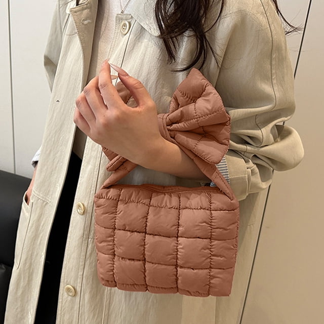 Pleated Bow Bag Women's Handbag Shoulder Solid Color Crossbody Bag
