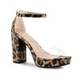 thumbnail image 1 of BLISSFUL STEP Women's Printed Clear Platform Block Heels Sandals Leopard Print 7, 1 of 8