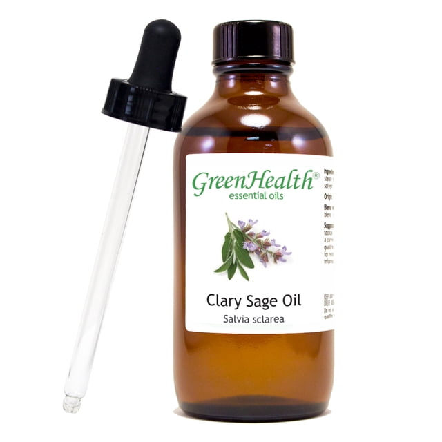 Clary Sage Essential Oil 4 oz with Glass Dropper, All Pure Natural Uncut