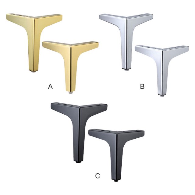 pitrice 4 Pieces Household Sofa Couch Furniture Attachment Coffee Table Steel Leg Bathroom Modern Triangular Legs Furniture Accessories Hardware Gold 13cm