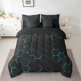 thumbnail image 2 of YST 7 Piece Blue Honeycomb Print Bed in a Bag, Geometric Fitted Sheet Set, 100% Polyester Microfiber, Full (7 Count), 2 of 5