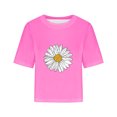 thumbnail image 3 of Women Drop Shoulder Round Neck Oversized Crop Tops Workout Tops Tees, 3 of 5