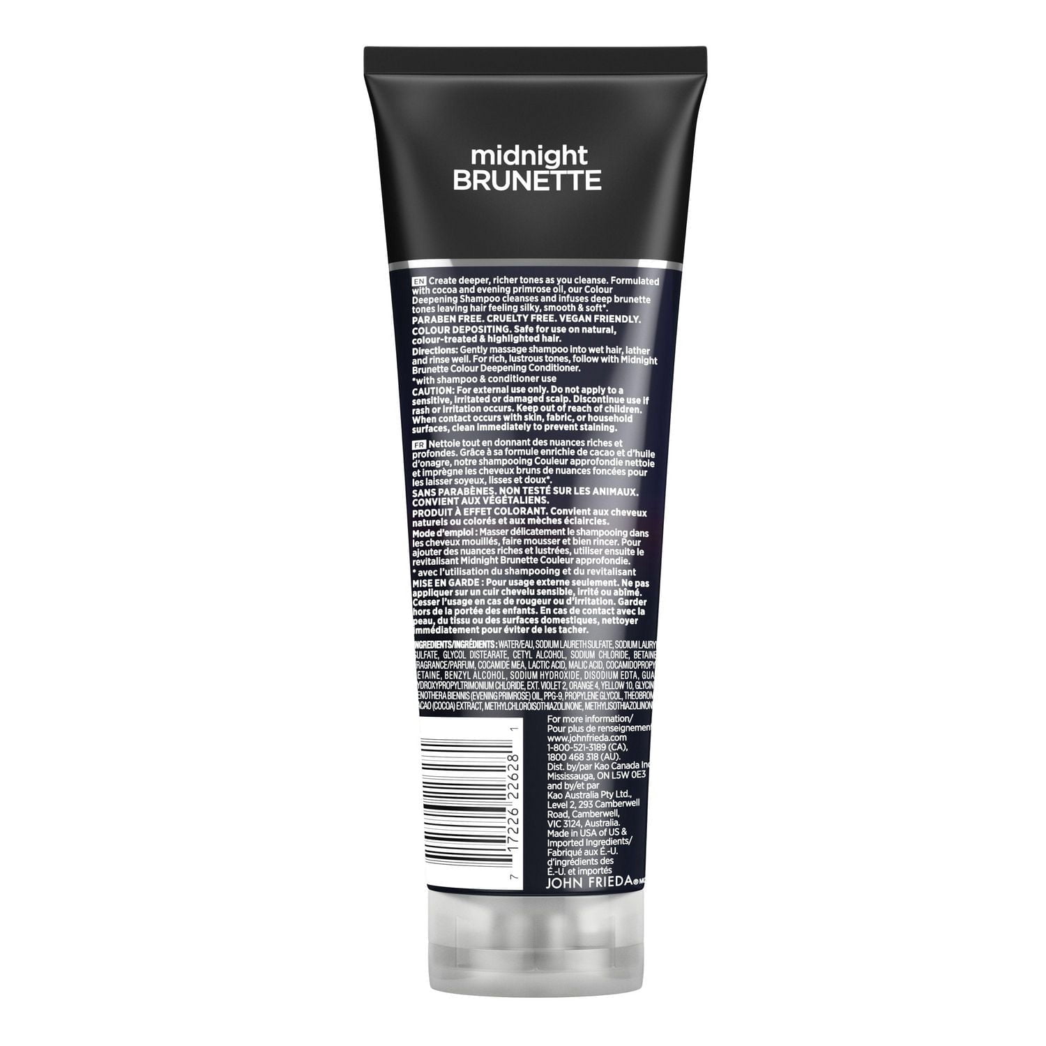 John Frieda Midnight Brunette Shampooing Couleur Approfondie, pour des Cheveux Doux et Riches