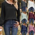 thumbnail image 5 of EQWLJWE Blouses à Manches Longues pour Femmes Col Rond Manches Longues Creusées Patchwork T-shirt Ample Vêtements d'Automne pour Femmes, 5 of 5