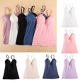 thumbnail image 2 of ziyahi Womens Adjustable Strap Built Bra Tank Tops Camisole M White, 2 of 9