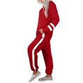 thumbnail image 3 of Innerwin Jogger Set Long Sleeve Ladies Sweatsuits Jogging Pullover Loungewear Two Piece Outfit Red L, 3 of 7