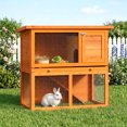 thumbnail image 2 of PawHut Wooden Rabbit Hutch Small Animal House Cage 2-Level w/ Run Backyard, 2 of 10