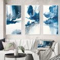 thumbnail image 1 of Designart "Solitary Majesty in Imperial Blue Splendor I" Abstract Liquid Ink Framed Wall Art Set Of 3 - Blue Modern Frame Canvas Set For Living Room Decor, 1 of 6