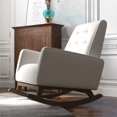 thumbnail image 4 of Delgado Modern Tight Back Beige Fabric Linen Indoor Nursery Rocking Chairs, 4 of 5