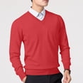 thumbnail image 5 of Xcmzpl Chandail-Robe à Col en V pour Hommes, Tricot, Manches Longues, Coupe Ajustée, Chandails Mode, Chandail à Enfiler, Chandail de Base Uni, Hauts de Chandail d'Automne, 5 of 5