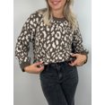 thumbnail image 4 of Honganda Pull Ample d'Automne pour Femmes Motif Léopard Manches Longues Tricot, 4 of 9