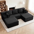 thumbnail image 2 of GAZHOMECloud Sectional Couch with Convertible U Shaped Couch, 96.8" Modern Modular Sofa with 5 Pillows, Boneless Corduroy Upholstered Deep Seat Couches for Living Room Bedroom, Black, Right, 2 of 8