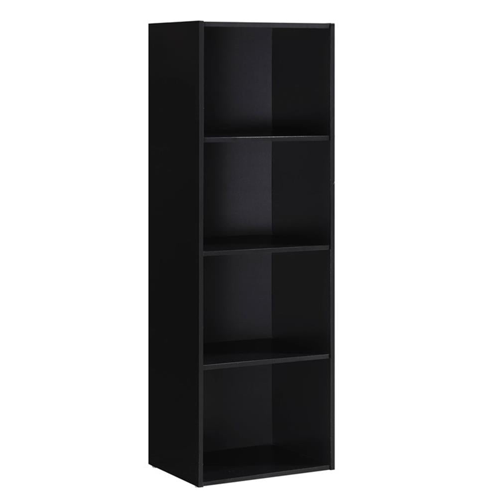 Pemberly Row Bibliothèque en Bois Polyvalente à Quatre Tablettes, Fini Noir