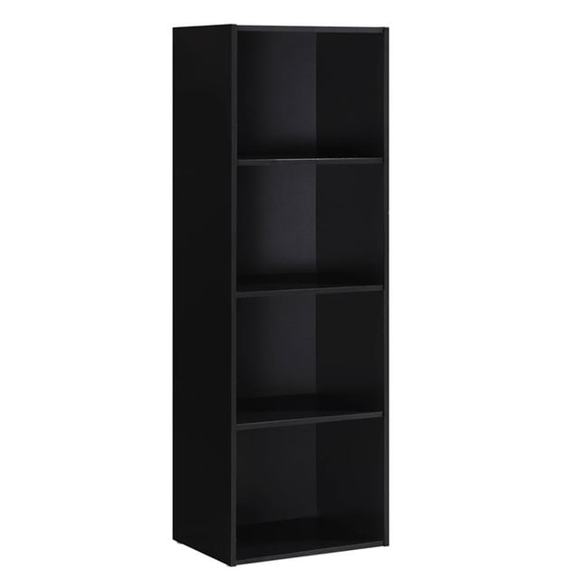 Pemberly Row Bibliothèque en Bois Polyvalente à Quatre Tablettes, Fini Noir
