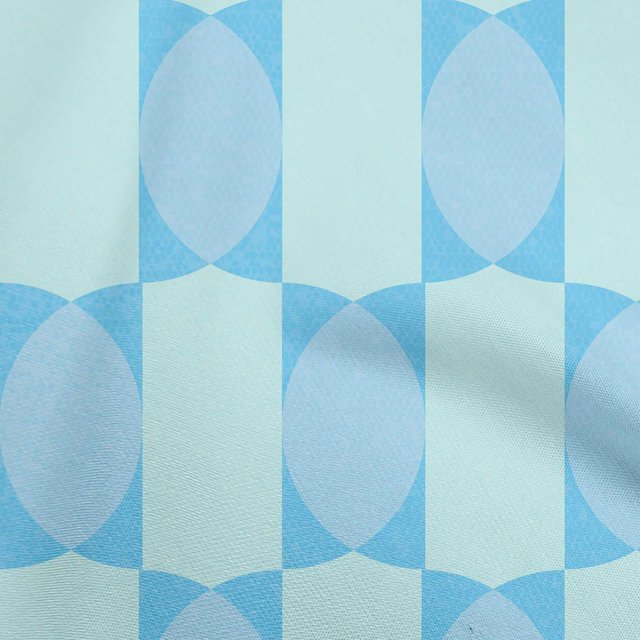 oneOone Polyester Spandex Bleu Clair Tissu Géométrique Allover Forme Robe Tissu Tissu Imprimé par la Cour 56 Pouces de Large