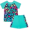 thumbnail image 2 of MIASHUI Bathing Suit For Children Kids Girls Short Sleeve Swimwear And Shorts Leopard Heart Printed Set Green,8-9 Years, 2 of 9