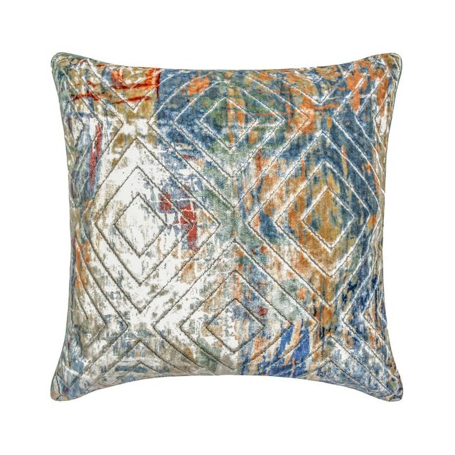 The HomeCentric Decorative Blue Pack of 2, 18"x18" (45x45 cm) Throw Pillows, Velvet Checkered Throw Pillows For Couch, Geometric Pattern Modern Style Easter - Shaded Graffito