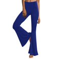 thumbnail image 1 of Pantalon Décontracté pour Femmes, Uni, Longueur Sport, Jambe Évasée, Taille Haute, 1 of 6