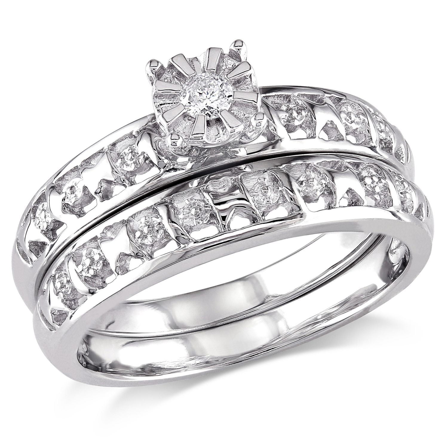 Ensemble nuptial Miabella avec accents de diamants en argent sterling