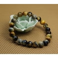 thumbnail image 3 of Bracelet Extensible Unisexe en Perles Rondes de 8 mm en Oeil de Tigre Bleu Doré Naturel, 3 of 5
