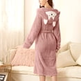 thumbnail image 2 of Teissuly Peignoirs pour Femmes Mode Allongé Garder au Chaud Col à Revers Même Style Pyjama à Capuche Uni Manches Longues Nuisette, 2 of 7
