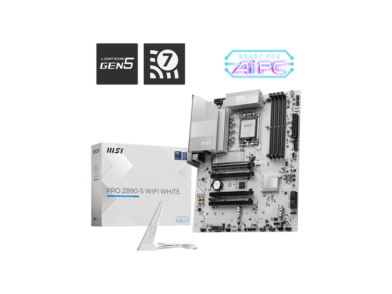 MSI Z890-S WIFI WHITE Gaming Desktop Motherboard - Intel Z890 Chipset - Socket LGA-1851 - ATX (292736)