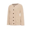 thumbnail image 3 of Innerwin Jacket Cardigan Ladies Outwear Party Long Sleeve Fluffy Coat Khaki S, 3 of 8