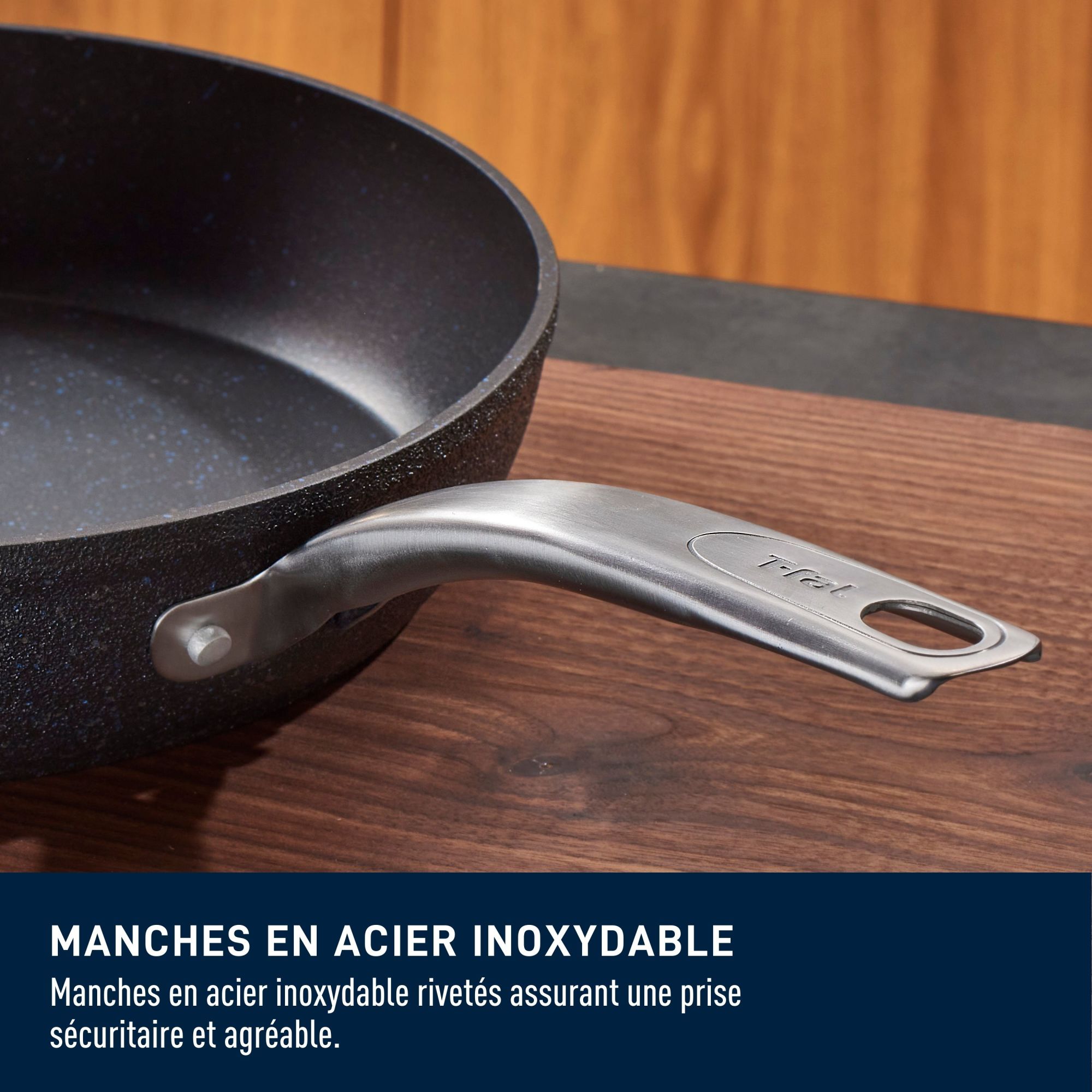 Ensemble T-fal Stone Shield de 10 pièces avec technologie DefenseShield™, fabrication en 6 couches, texture pierre robuste, à l’épreuve du lave-vaisselle et du four