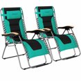 thumbnail image 1 of Gymax 2PCS Folding Chair Padded Lounge Chair w/ Beech Armrests Turquoise, 1 of 10