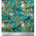 thumbnail image 1 of Soimoi Modal Satin Fabric Leaves & Lemur Animal Print Fabric by Yard 42 Inch Wide, 1 of 3