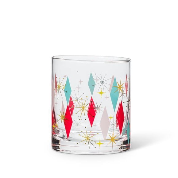 Abbott Collection AB-27-BOWLERAMA-OF 3 in. Diamond Glass Tumbler, Pink & Red