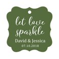 thumbnail image 1 of Darling Souvenir Personalized Fancy Frame Paper Tags Wedding Sparklers Let Love Sparkle Custom Hang Tags-Olive Green-100 Tags, 1 of 1