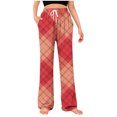 thumbnail image 3 of RKSTN Mens Pajama Pants Plaid Print Color Block Elastic Drawstring Waist Pocketed Comfort Wide Leg Casual Pants Unisex, 3 of 6