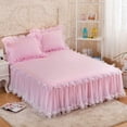 thumbnail image 1 of kurtrusly Elegant Princesses Bed Skirt Durable And Beautiful For Anywhere Easy To Clean Ruffled Bed Skirt pink, 1 of 6