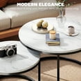 thumbnail image 4 of HOMCOM Nesting Tables, 31" Round Coffee Table Set of 2, Marble White, 4 of 10